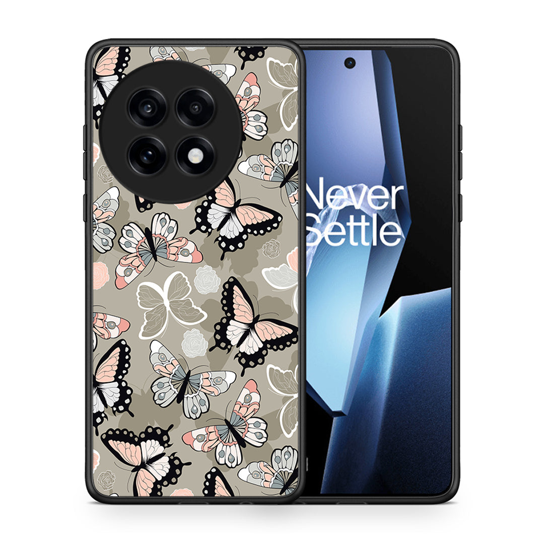 Θήκη OnePlus 13R Butterflies Boho από τη Smartfits με σχέδιο στο πίσω μέρος και μαύρο περίβλημα | OnePlus 13R Butterflies Boho case with colorful back and black bezels