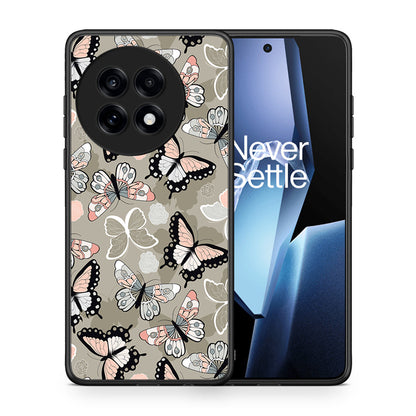 Θήκη OnePlus 13R Butterflies Boho από τη Smartfits με σχέδιο στο πίσω μέρος και μαύρο περίβλημα | OnePlus 13R Butterflies Boho case with colorful back and black bezels