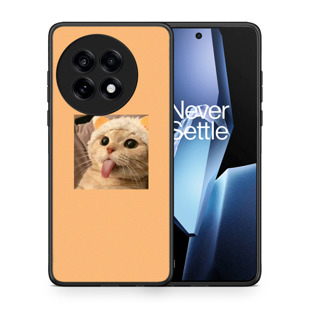 Θήκη OnePlus 13R Cat Tongue από τη Smartfits με σχέδιο στο πίσω μέρος και μαύρο περίβλημα | OnePlus 13R Cat Tongue case with colorful back and black bezels