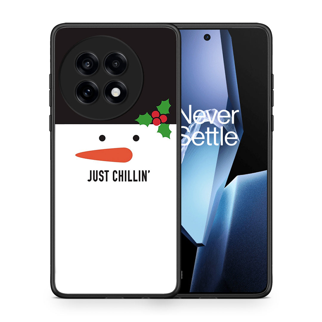 Θήκη OnePlus 13R Christmas Chillin από τη Smartfits με σχέδιο στο πίσω μέρος και μαύρο περίβλημα | OnePlus 13R Christmas Chillin case with colorful back and black bezels