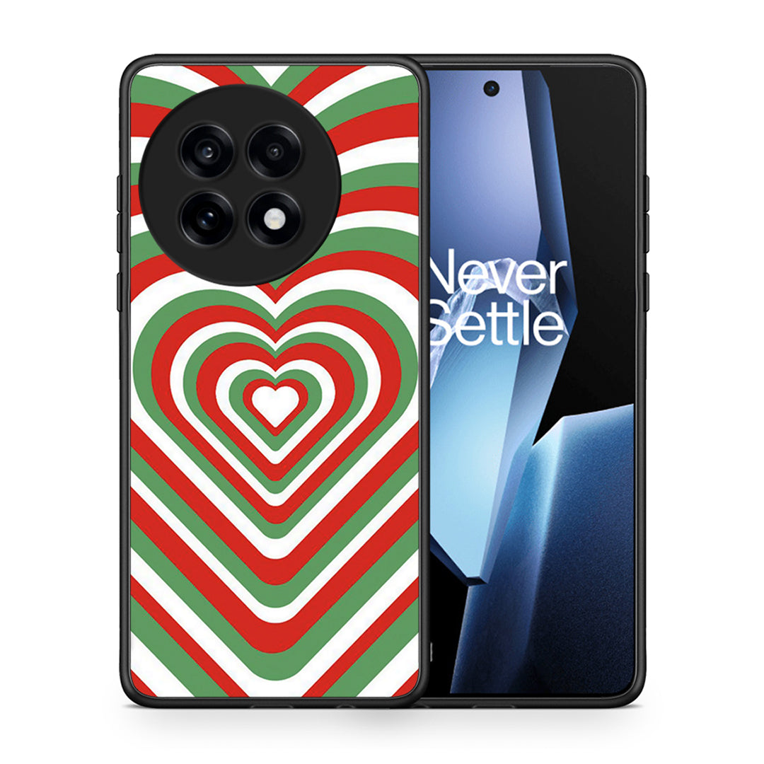 Θήκη OnePlus 13R Christmas Hearts από τη Smartfits με σχέδιο στο πίσω μέρος και μαύρο περίβλημα | OnePlus 13R Christmas Hearts case with colorful back and black bezels