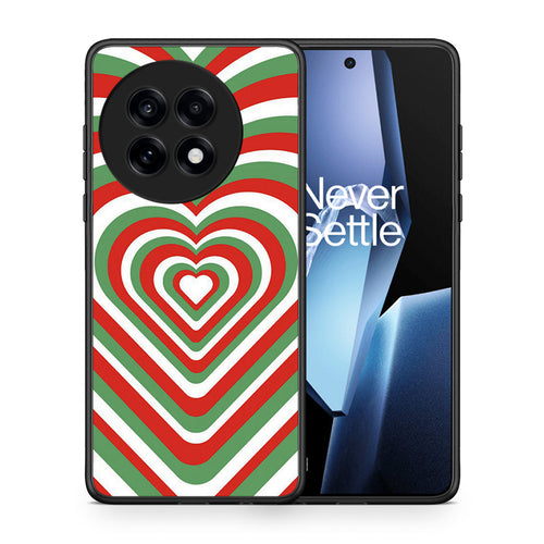Θήκη OnePlus 13R Christmas Hearts από τη Smartfits με σχέδιο στο πίσω μέρος και μαύρο περίβλημα | OnePlus 13R Christmas Hearts case with colorful back and black bezels