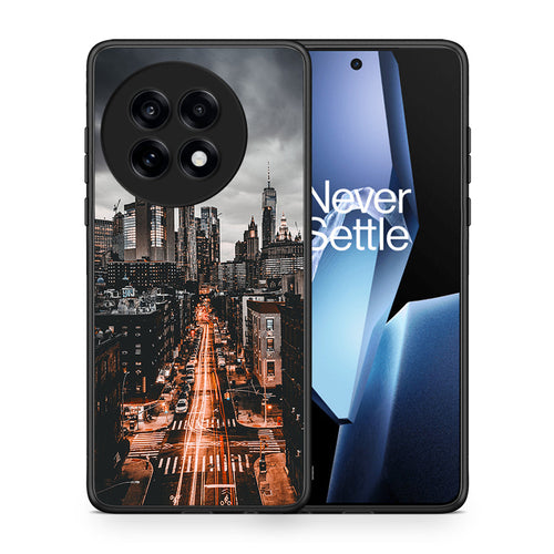 Θήκη OnePlus 13R City Lights από τη Smartfits με σχέδιο στο πίσω μέρος και μαύρο περίβλημα | OnePlus 13R City Lights case with colorful back and black bezels
