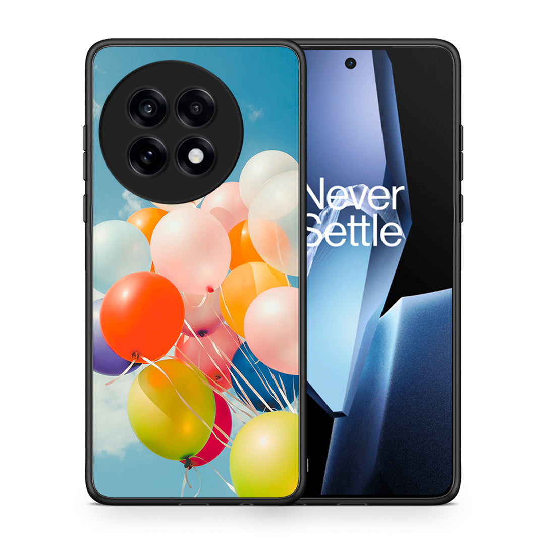 Θήκη OnePlus 13R Colorful Balloons από τη Smartfits με σχέδιο στο πίσω μέρος και μαύρο περίβλημα | OnePlus 13R Colorful Balloons case with colorful back and black bezels