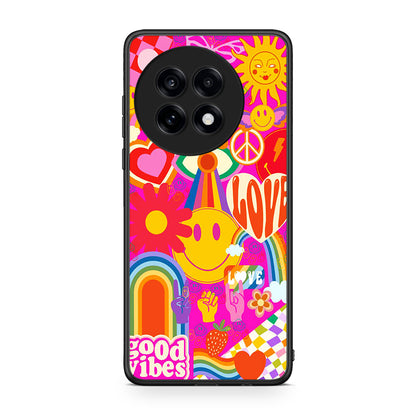 OnePlus 13R Hippie Love θήκη από τη Smartfits με σχέδιο στο πίσω μέρος και μαύρο περίβλημα | Smartphone case with colorful back and black bezels by Smartfits