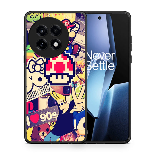 Θήκη OnePlus 13R Love The 90s από τη Smartfits με σχέδιο στο πίσω μέρος και μαύρο περίβλημα | OnePlus 13R Love The 90s case with colorful back and black bezels