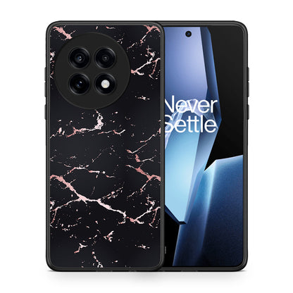 Θήκη OnePlus 13R Black Rosegold Marble από τη Smartfits με σχέδιο στο πίσω μέρος και μαύρο περίβλημα | OnePlus 13R Black Rosegold Marble case with colorful back and black bezels