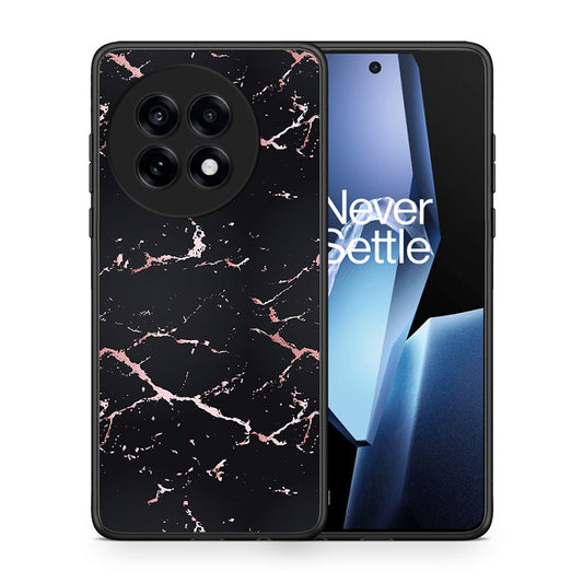 Θήκη OnePlus 13R Black Rosegold Marble από τη Smartfits με σχέδιο στο πίσω μέρος και μαύρο περίβλημα | OnePlus 13R Black Rosegold Marble case with colorful back and black bezels