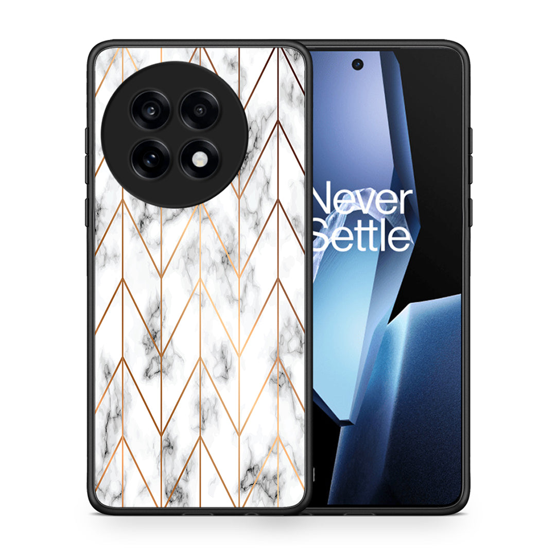 Θήκη OnePlus 13R Gold Geometric Marble από τη Smartfits με σχέδιο στο πίσω μέρος και μαύρο περίβλημα | OnePlus 13R Gold Geometric Marble case with colorful back and black bezels