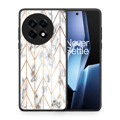Θήκη OnePlus 13R Gold Geometric Marble από τη Smartfits με σχέδιο στο πίσω μέρος και μαύρο περίβλημα | OnePlus 13R Gold Geometric Marble case with colorful back and black bezels
