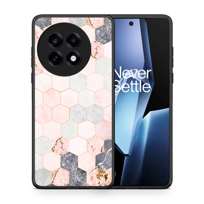 Θήκη OnePlus 13R Hexagon Pink Marble από τη Smartfits με σχέδιο στο πίσω μέρος και μαύρο περίβλημα | OnePlus 13R Hexagon Pink Marble case with colorful back and black bezels