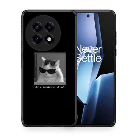 Θήκη OnePlus 13R Meme Cat από τη Smartfits με σχέδιο στο πίσω μέρος και μαύρο περίβλημα | OnePlus 13R Meme Cat case with colorful back and black bezels