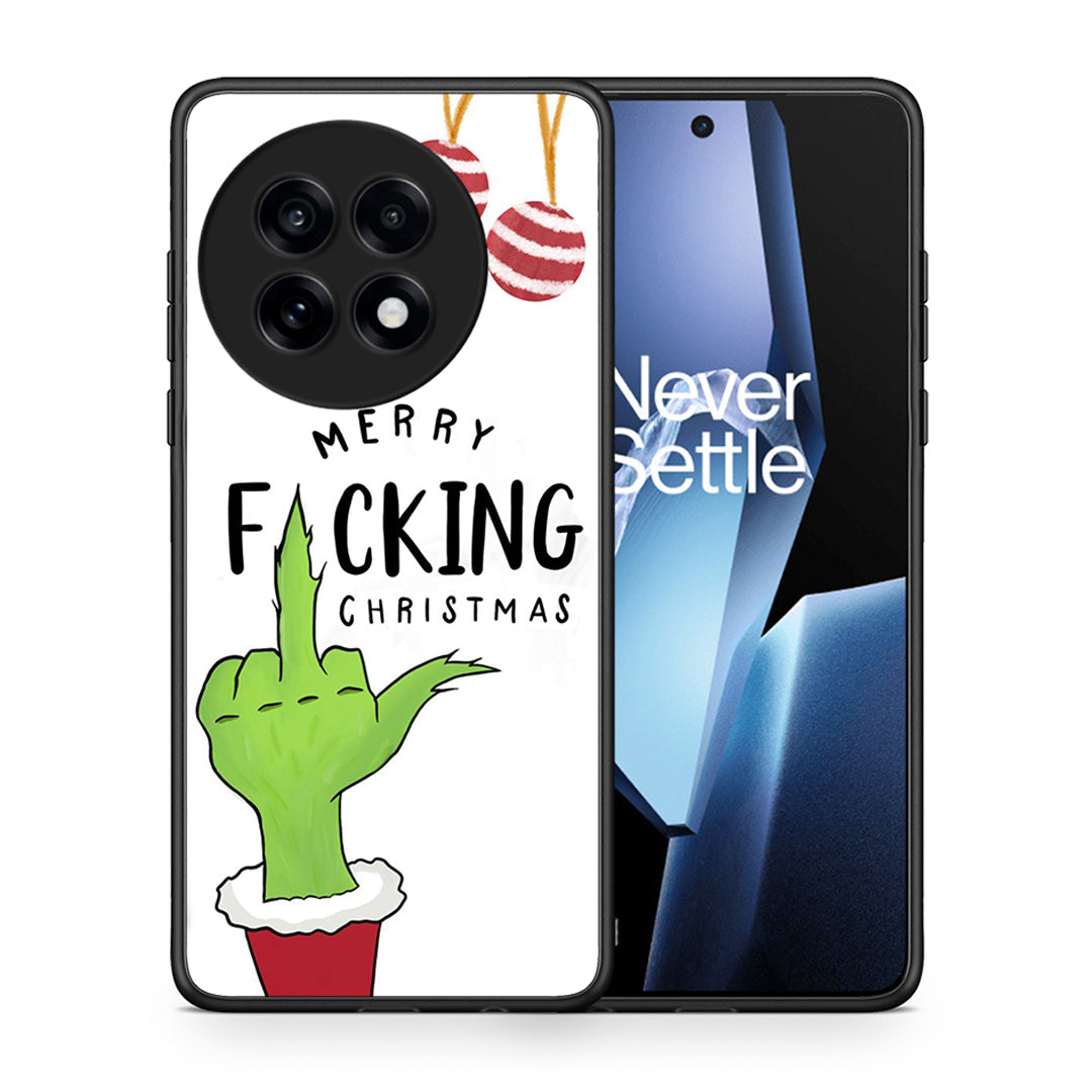 Θήκη OnePlus 13R Merry F Xmas από τη Smartfits με σχέδιο στο πίσω μέρος και μαύρο περίβλημα | OnePlus 13R Merry F Xmas case with colorful back and black bezels