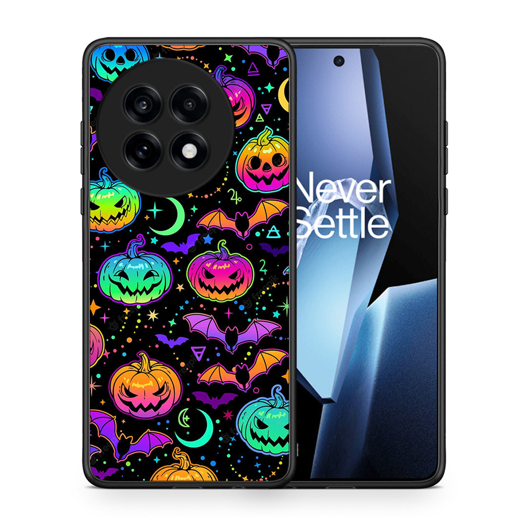 Θήκη OnePlus 13R Neon Halloween από τη Smartfits με σχέδιο στο πίσω μέρος και μαύρο περίβλημα | OnePlus 13R Neon Halloween case with colorful back and black bezels