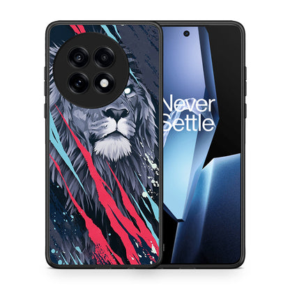 Θήκη OnePlus 13R Lion Designer PopArt από τη Smartfits με σχέδιο στο πίσω μέρος και μαύρο περίβλημα | OnePlus 13R Lion Designer PopArt case with colorful back and black bezels
