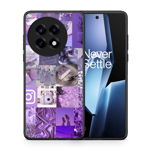 Θήκη OnePlus 13R Purple Aesthetic Collage από τη Smartfits με σχέδιο στο πίσω μέρος και μαύρο περίβλημα | OnePlus 13R Purple Aesthetic Collage case with colorful back and black bezels
