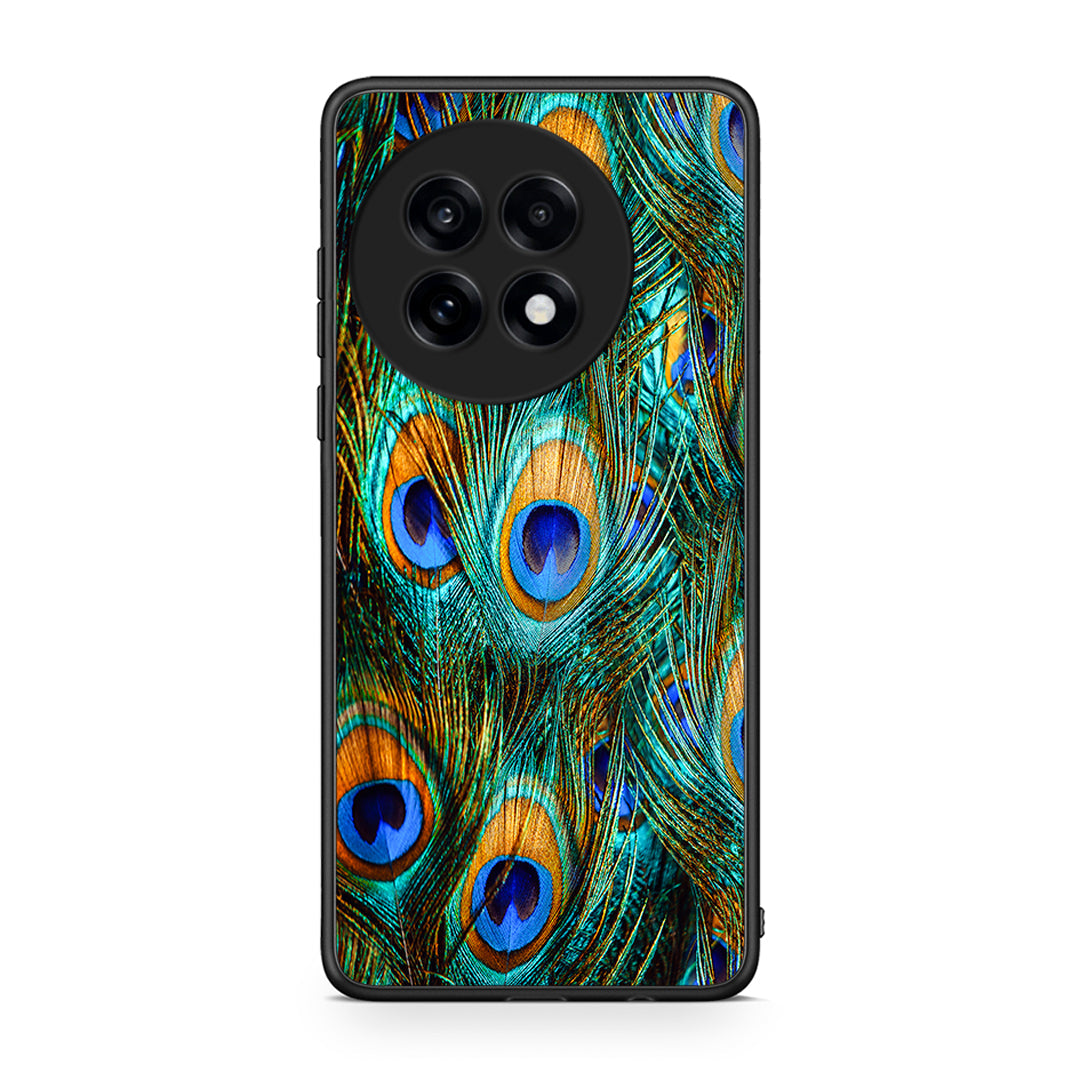 OnePlus 13R Real Peacock Feathers θήκη από τη Smartfits με σχέδιο στο πίσω μέρος και μαύρο περίβλημα | Smartphone case with colorful back and black bezels by Smartfits