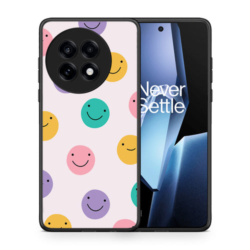 Θήκη OnePlus 13R Smiley Faces από τη Smartfits με σχέδιο στο πίσω μέρος και μαύρο περίβλημα | OnePlus 13R Smiley Faces case with colorful back and black bezels