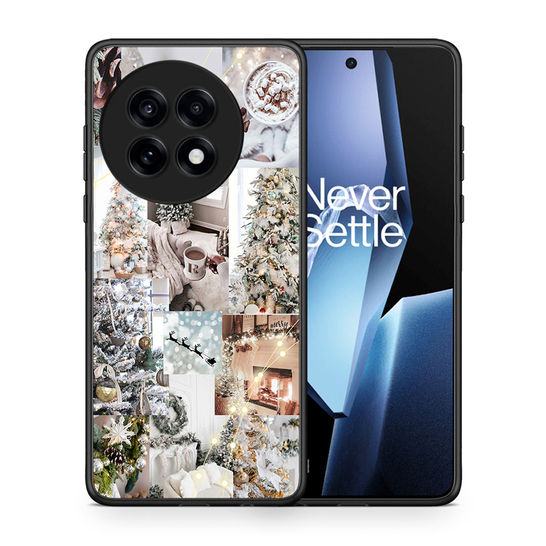 Θήκη OnePlus 13R White Christmas από τη Smartfits με σχέδιο στο πίσω μέρος και μαύρο περίβλημα | OnePlus 13R White Christmas case with colorful back and black bezels