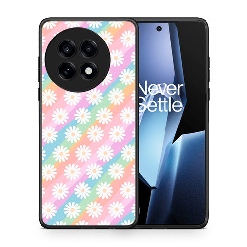 Θήκη OnePlus 13R White Daisies από τη Smartfits με σχέδιο στο πίσω μέρος και μαύρο περίβλημα | OnePlus 13R White Daisies case with colorful back and black bezels