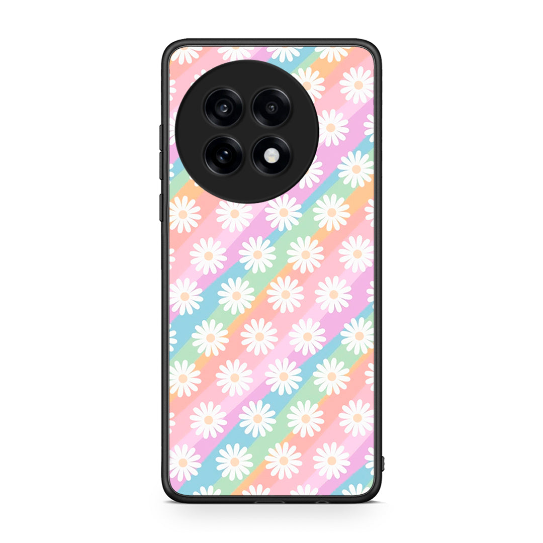 OnePlus 13R White Daisies θήκη από τη Smartfits με σχέδιο στο πίσω μέρος και μαύρο περίβλημα | Smartphone case with colorful back and black bezels by Smartfits