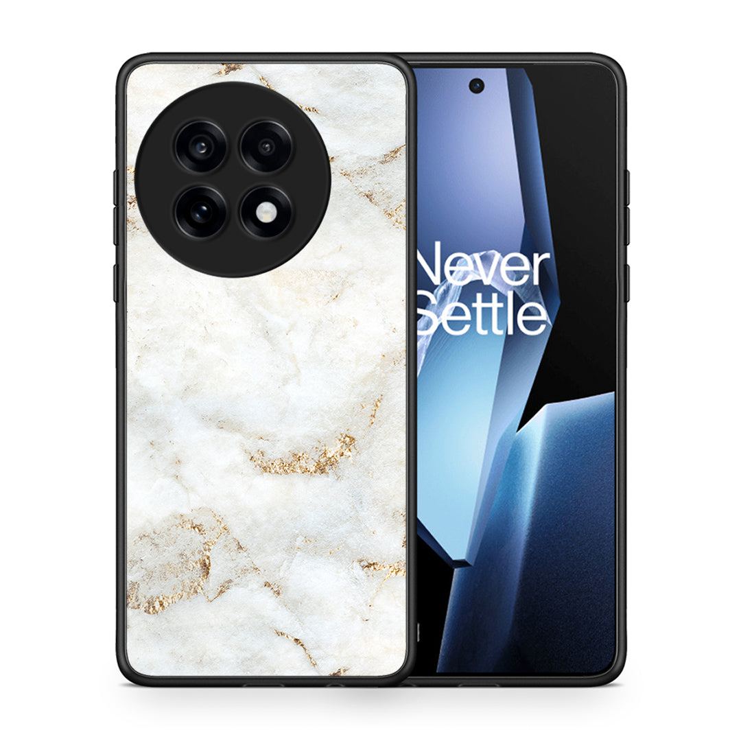 Θήκη OnePlus 13R White Gold Marble από τη Smartfits με σχέδιο στο πίσω μέρος και μαύρο περίβλημα | OnePlus 13R White Gold Marble case with colorful back and black bezels