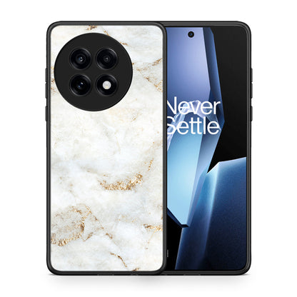 Θήκη OnePlus 13R White Gold Marble από τη Smartfits με σχέδιο στο πίσω μέρος και μαύρο περίβλημα | OnePlus 13R White Gold Marble case with colorful back and black bezels