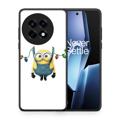 Θήκη OnePlus 13R Xmas Minion Lights από τη Smartfits με σχέδιο στο πίσω μέρος και μαύρο περίβλημα | OnePlus 13R Xmas Minion Lights case with colorful back and black bezels