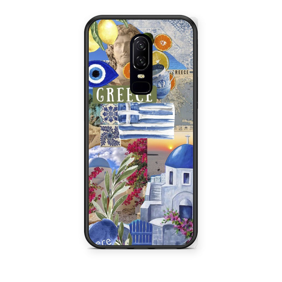 Θήκη OnePlus 6 All Greek από τη Smartfits με σχέδιο στο πίσω μέρος και μαύρο περίβλημα | OnePlus 6 All Greek case with colorful back and black bezels