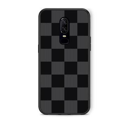 Θήκη OnePlus 6 Black and Charcoal Striped Checks από τη Smartfits με σχέδιο στο πίσω μέρος και μαύρο περίβλημα | OnePlus 6 Black and Charcoal Striped Checks case with colorful back and black bezels