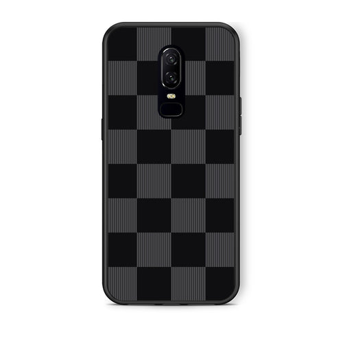 Θήκη OnePlus 6 Black and Charcoal Striped Checks από τη Smartfits με σχέδιο στο πίσω μέρος και μαύρο περίβλημα | OnePlus 6 Black and Charcoal Striped Checks case with colorful back and black bezels