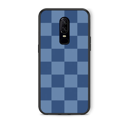 Θήκη OnePlus 6 Denim Blue Checkerboard από τη Smartfits με σχέδιο στο πίσω μέρος και μαύρο περίβλημα | OnePlus 6 Denim Blue Checkerboard case with colorful back and black bezels