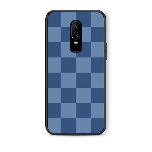 Θήκη OnePlus 6 Denim Blue Checkerboard από τη Smartfits με σχέδιο στο πίσω μέρος και μαύρο περίβλημα | OnePlus 6 Denim Blue Checkerboard case with colorful back and black bezels