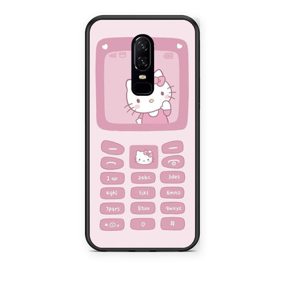 Θήκη OnePlus 6 Hello Kitten από τη Smartfits με σχέδιο στο πίσω μέρος και μαύρο περίβλημα | OnePlus 6 Hello Kitten case with colorful back and black bezels