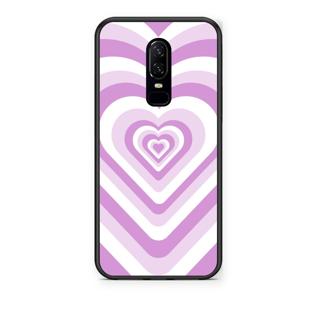 Θήκη OnePlus 6 Lilac Hearts από τη Smartfits με σχέδιο στο πίσω μέρος και μαύρο περίβλημα | OnePlus 6 Lilac Hearts case with colorful back and black bezels