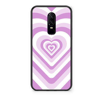 Θήκη OnePlus 6 Lilac Hearts από τη Smartfits με σχέδιο στο πίσω μέρος και μαύρο περίβλημα | OnePlus 6 Lilac Hearts case with colorful back and black bezels