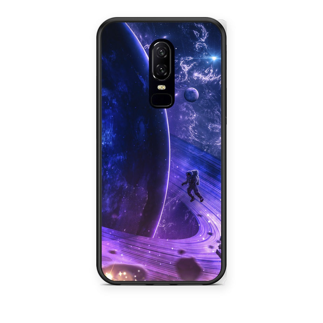 Θήκη OnePlus 6 Lost Astronaut από τη Smartfits με σχέδιο στο πίσω μέρος και μαύρο περίβλημα | OnePlus 6 Lost Astronaut case with colorful back and black bezels