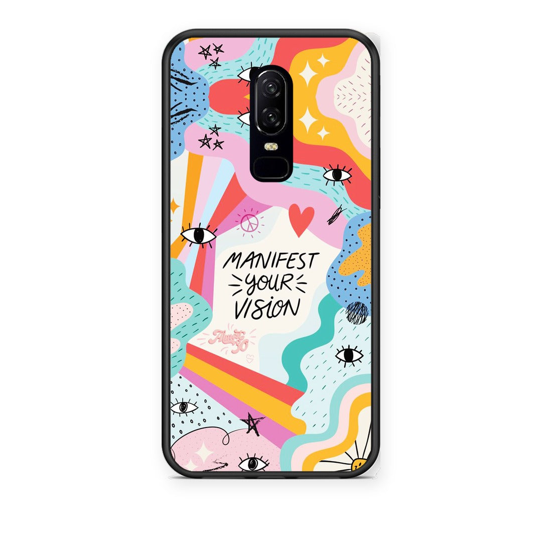Θήκη OnePlus 6 Manifest Your Vision από τη Smartfits με σχέδιο στο πίσω μέρος και μαύρο περίβλημα | OnePlus 6 Manifest Your Vision case with colorful back and black bezels