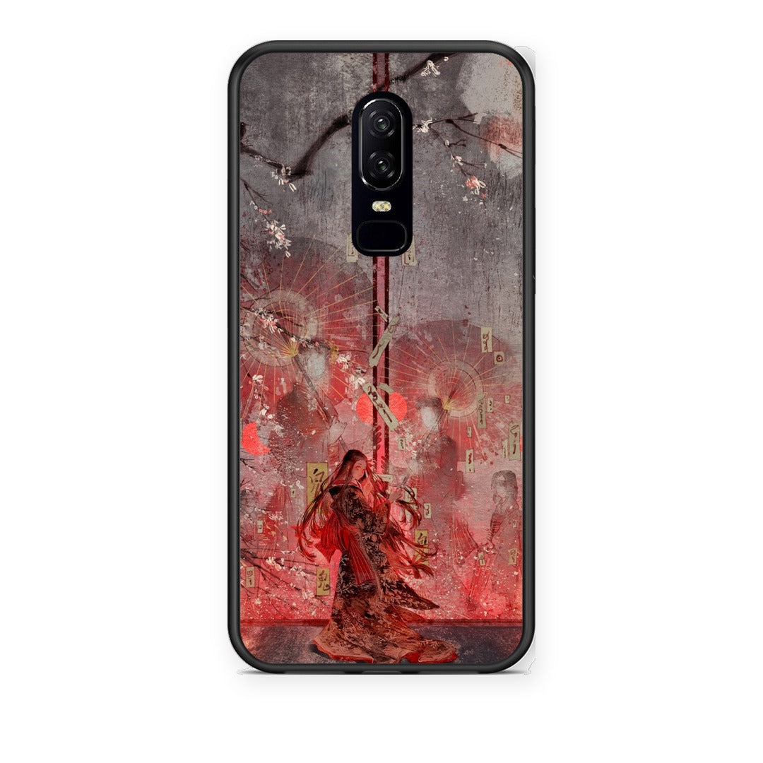 Θήκη OnePlus 6 Nezuko Kamado από τη Smartfits με σχέδιο στο πίσω μέρος και μαύρο περίβλημα | OnePlus 6 Nezuko Kamado case with colorful back and black bezels