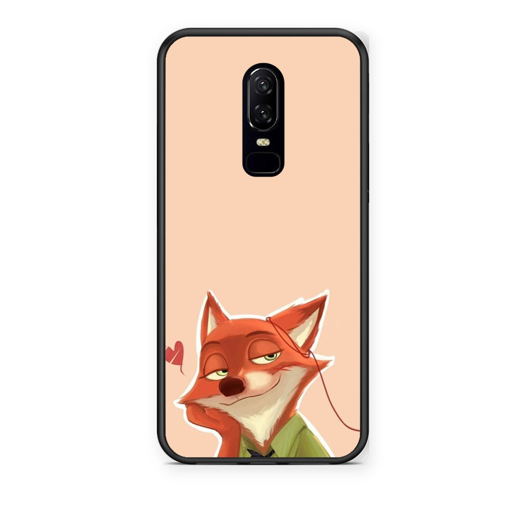 Θήκη OnePlus 6 Nick Wilde And Judy Hopps Love 1 από τη Smartfits με σχέδιο στο πίσω μέρος και μαύρο περίβλημα | OnePlus 6 Nick Wilde And Judy Hopps Love 1 case with colorful back and black bezels