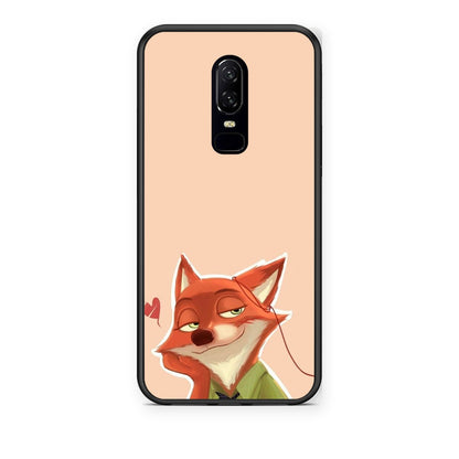 Θήκη OnePlus 6 Nick Wilde And Judy Hopps Love 1 από τη Smartfits με σχέδιο στο πίσω μέρος και μαύρο περίβλημα | OnePlus 6 Nick Wilde And Judy Hopps Love 1 case with colorful back and black bezels