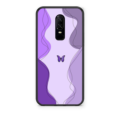 Θήκη OnePlus 6 Purple Mariposa από τη Smartfits με σχέδιο στο πίσω μέρος και μαύρο περίβλημα | OnePlus 6 Purple Mariposa case with colorful back and black bezels