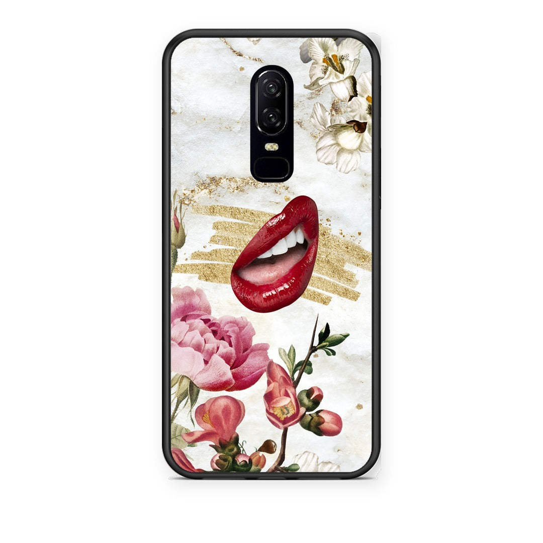 Θήκη OnePlus 6 Red Lips από τη Smartfits με σχέδιο στο πίσω μέρος και μαύρο περίβλημα | OnePlus 6 Red Lips case with colorful back and black bezels