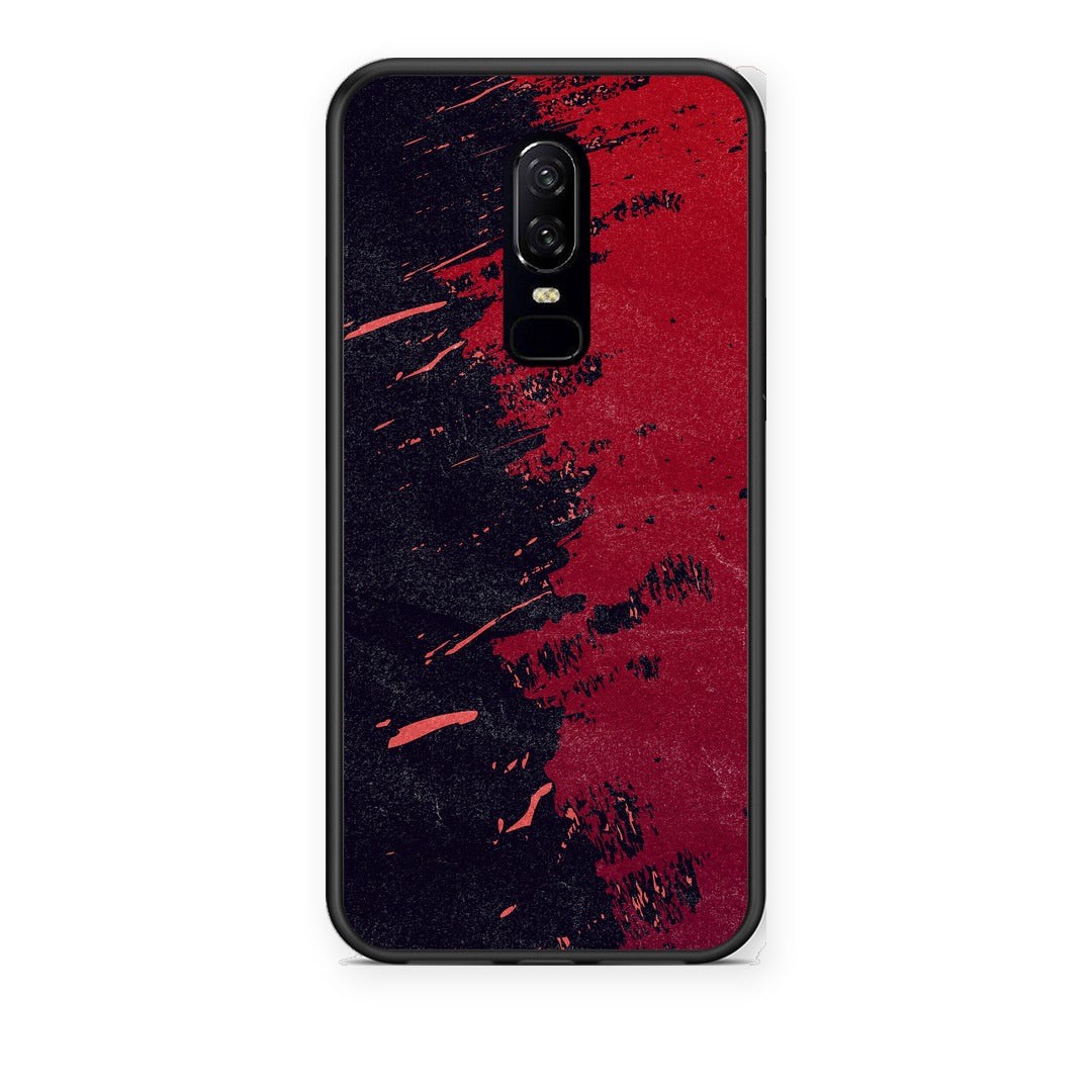 Θήκη OnePlus 6 Red Paint από τη Smartfits με σχέδιο στο πίσω μέρος και μαύρο περίβλημα | OnePlus 6 Red Paint case with colorful back and black bezels