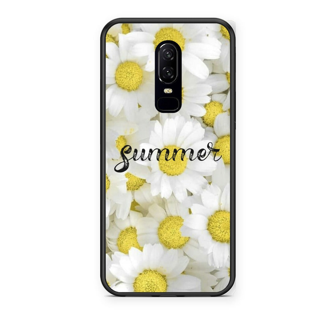 Θήκη OnePlus 6 Summer Daisies από τη Smartfits με σχέδιο στο πίσω μέρος και μαύρο περίβλημα | OnePlus 6 Summer Daisies case with colorful back and black bezels