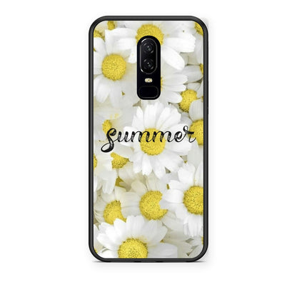 Θήκη OnePlus 6 Summer Daisies από τη Smartfits με σχέδιο στο πίσω μέρος και μαύρο περίβλημα | OnePlus 6 Summer Daisies case with colorful back and black bezels