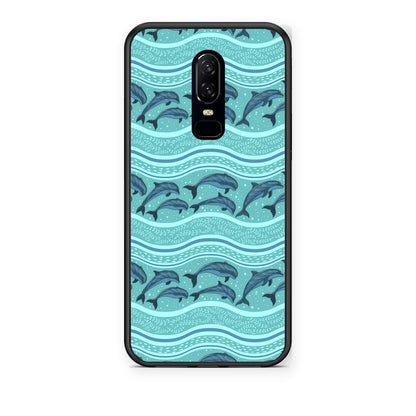 Θήκη OnePlus 6 Swimming Dolphins από τη Smartfits με σχέδιο στο πίσω μέρος και μαύρο περίβλημα | OnePlus 6 Swimming Dolphins case with colorful back and black bezels
