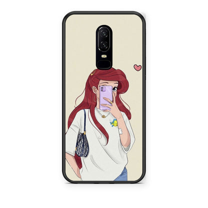 Θήκη OnePlus 6 Walking Mermaid από τη Smartfits με σχέδιο στο πίσω μέρος και μαύρο περίβλημα | OnePlus 6 Walking Mermaid case with colorful back and black bezels