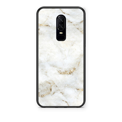 Θήκη OnePlus 6 White Gold Marble από τη Smartfits με σχέδιο στο πίσω μέρος και μαύρο περίβλημα | OnePlus 6 White Gold Marble case with colorful back and black bezels