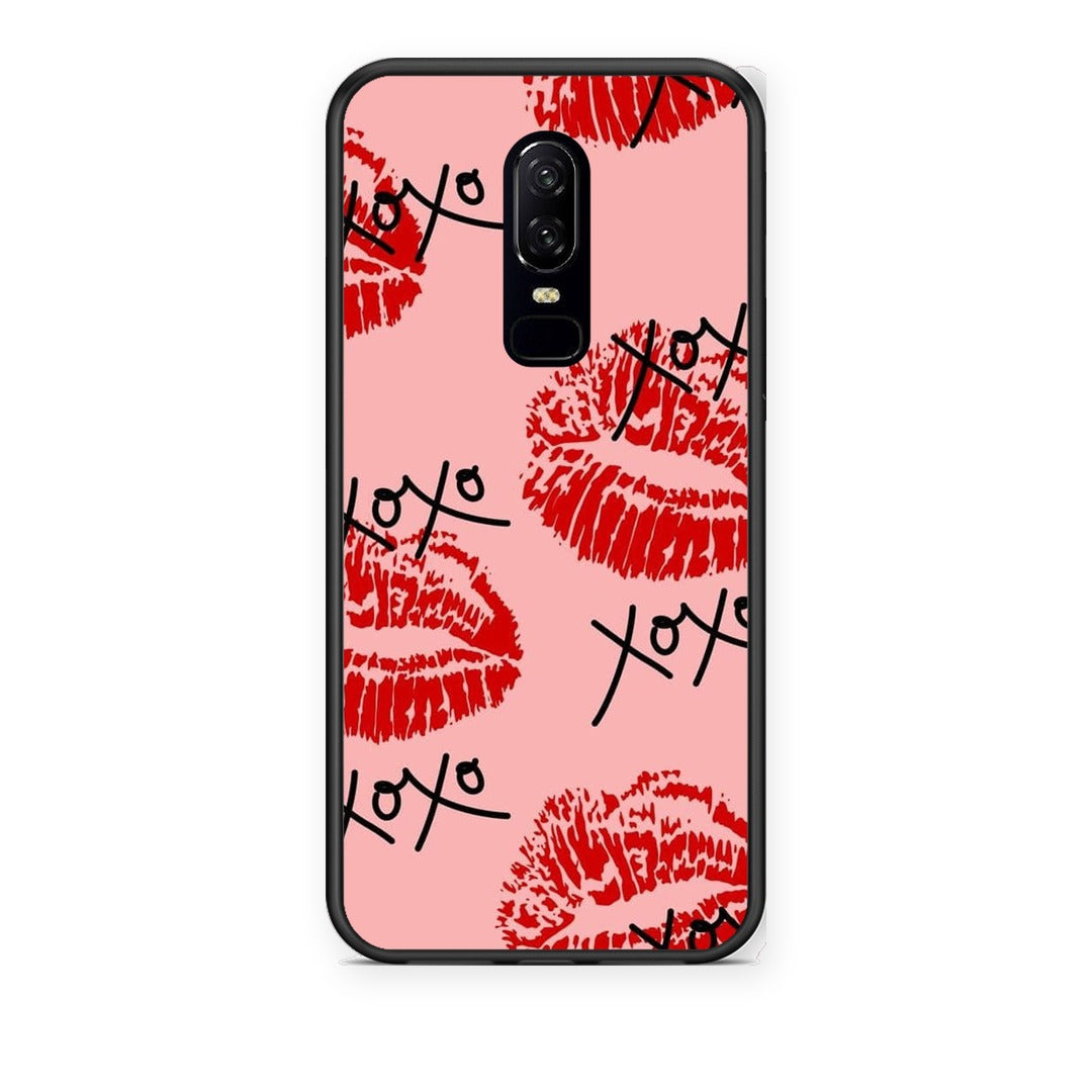 Θήκη OnePlus 6 XOXO Lips από τη Smartfits με σχέδιο στο πίσω μέρος και μαύρο περίβλημα | OnePlus 6 XOXO Lips case with colorful back and black bezels